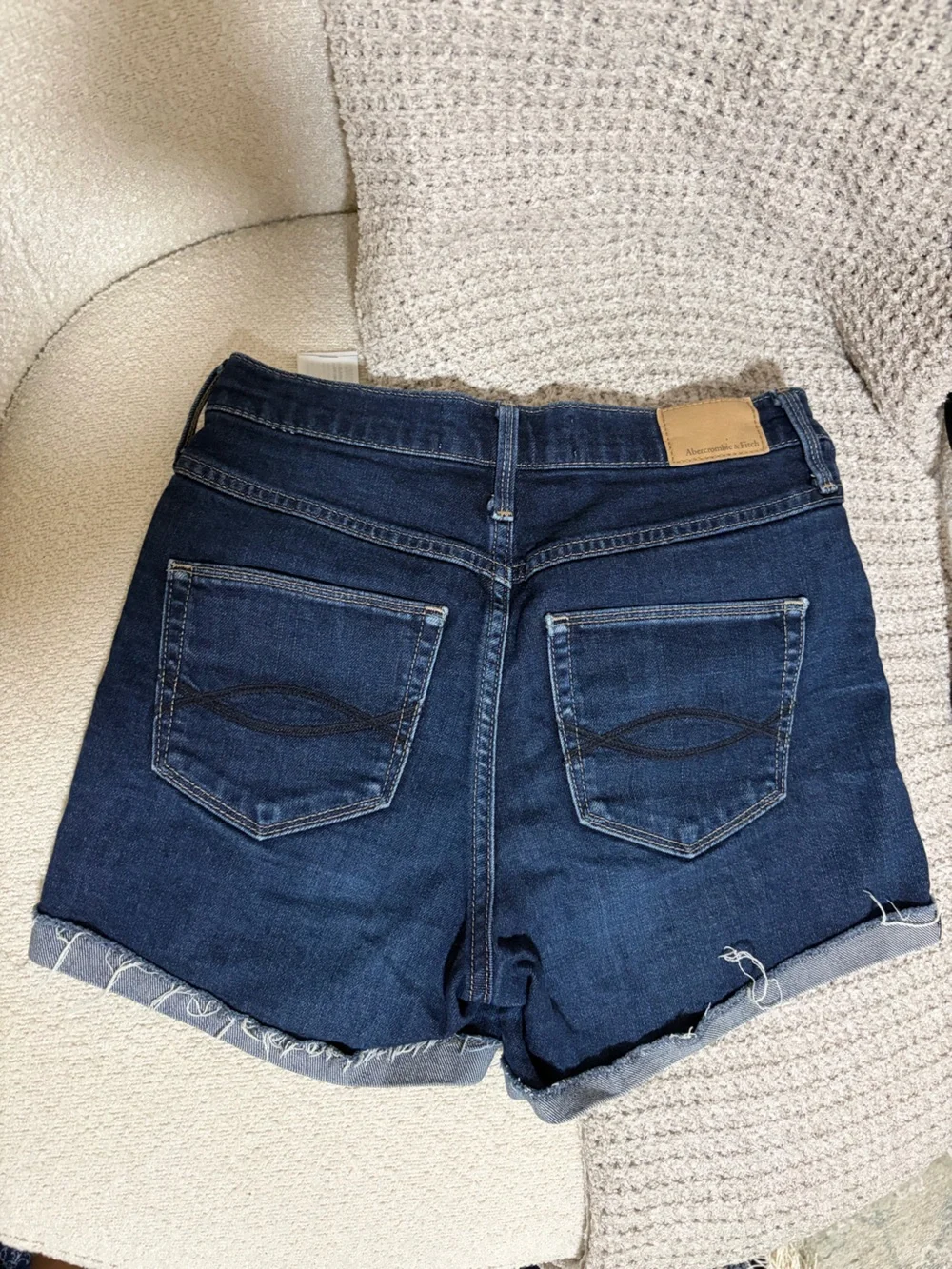 High Rise Dark Blue Denim Shorts
